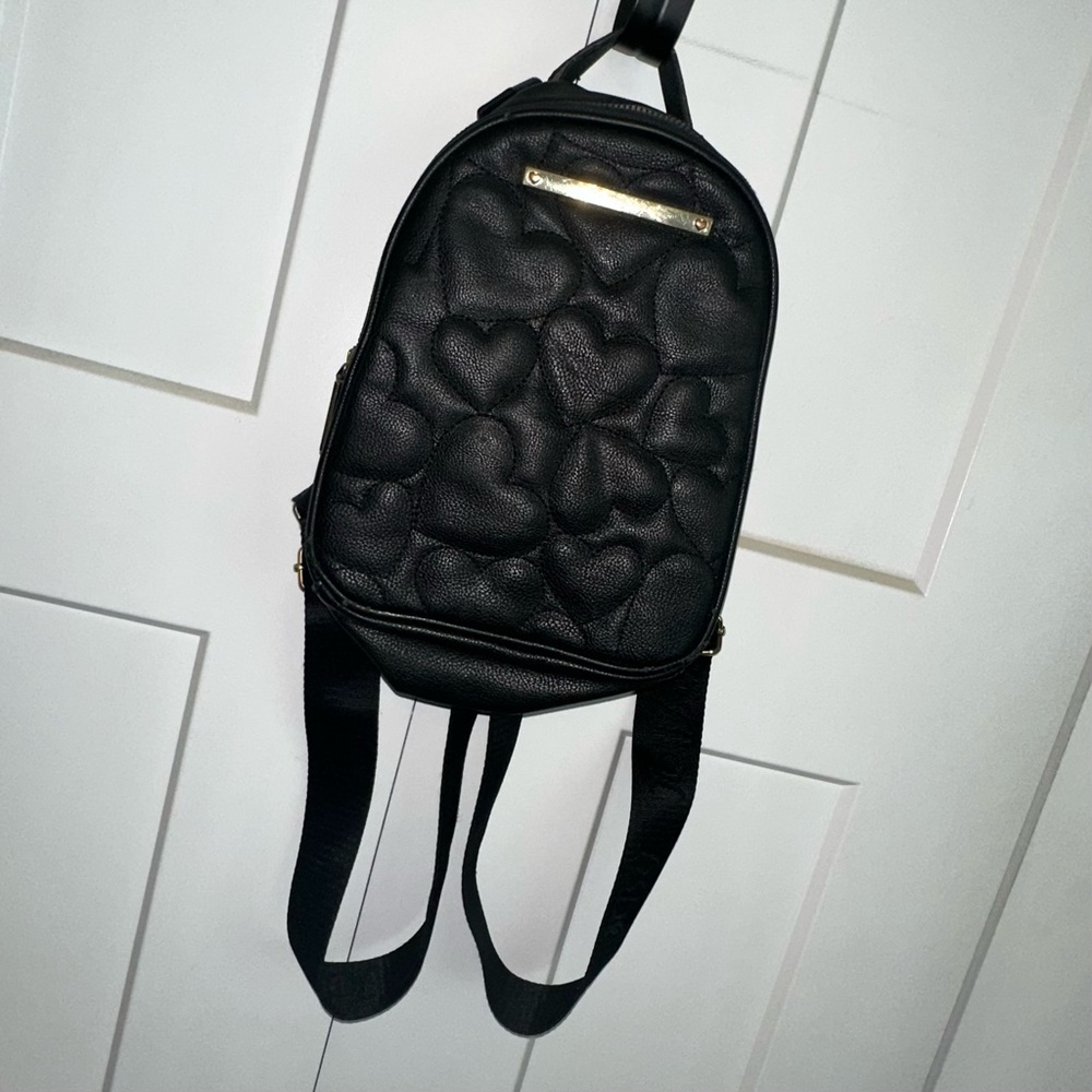 Betsey Johnson Elegant Black Heart-Embossed Women's Backpack